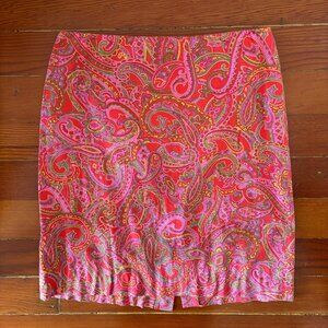 Cotton Blend Y2K Paisley Knee Length Skirt Jones New York MEDIUM